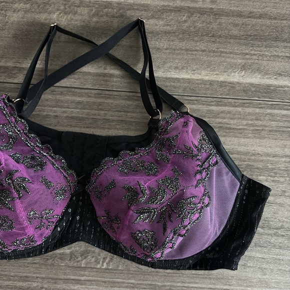 Savage x Fenty Balconette Bra Women's Gilded Chains Embroidered Mesh - Picture 7 of 9